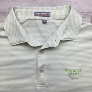 Peter Millar Summer Comfort Men’s LG Polo Shirt Green Stripe Shark’s Tooth Golf